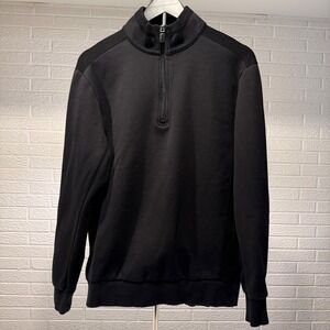 BUGATCHI Mens Quarter Zip Pullover Sweatshirt Black Size L Long Sleeve